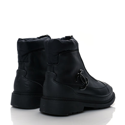 Chanel Calfskin Nylon CC Ankle Snow Boots 39.5 Black 4 of 10