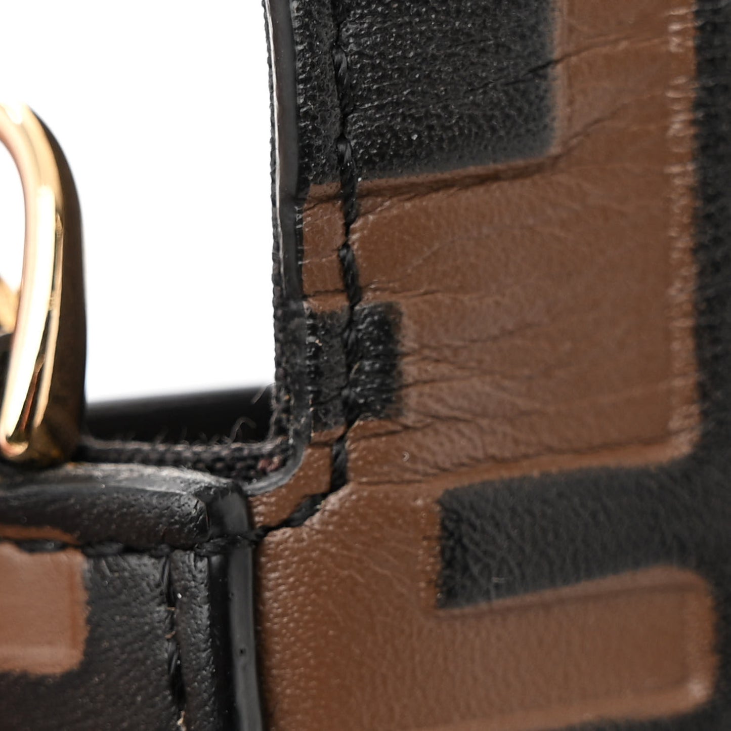 Vitello Soft F is Fendi Bi-Color FF 1974 Embossed Envelope Wallet On Chain with Pouches Maya Black