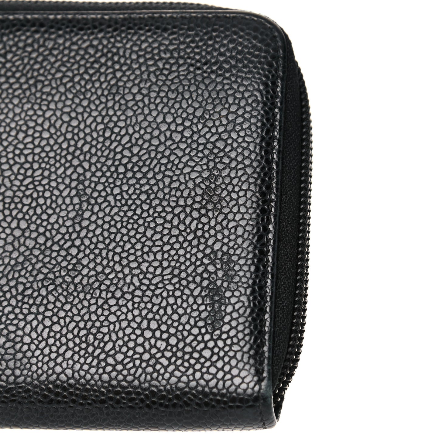 Caviar Large Timeless CC Zip Around Wallet Black
