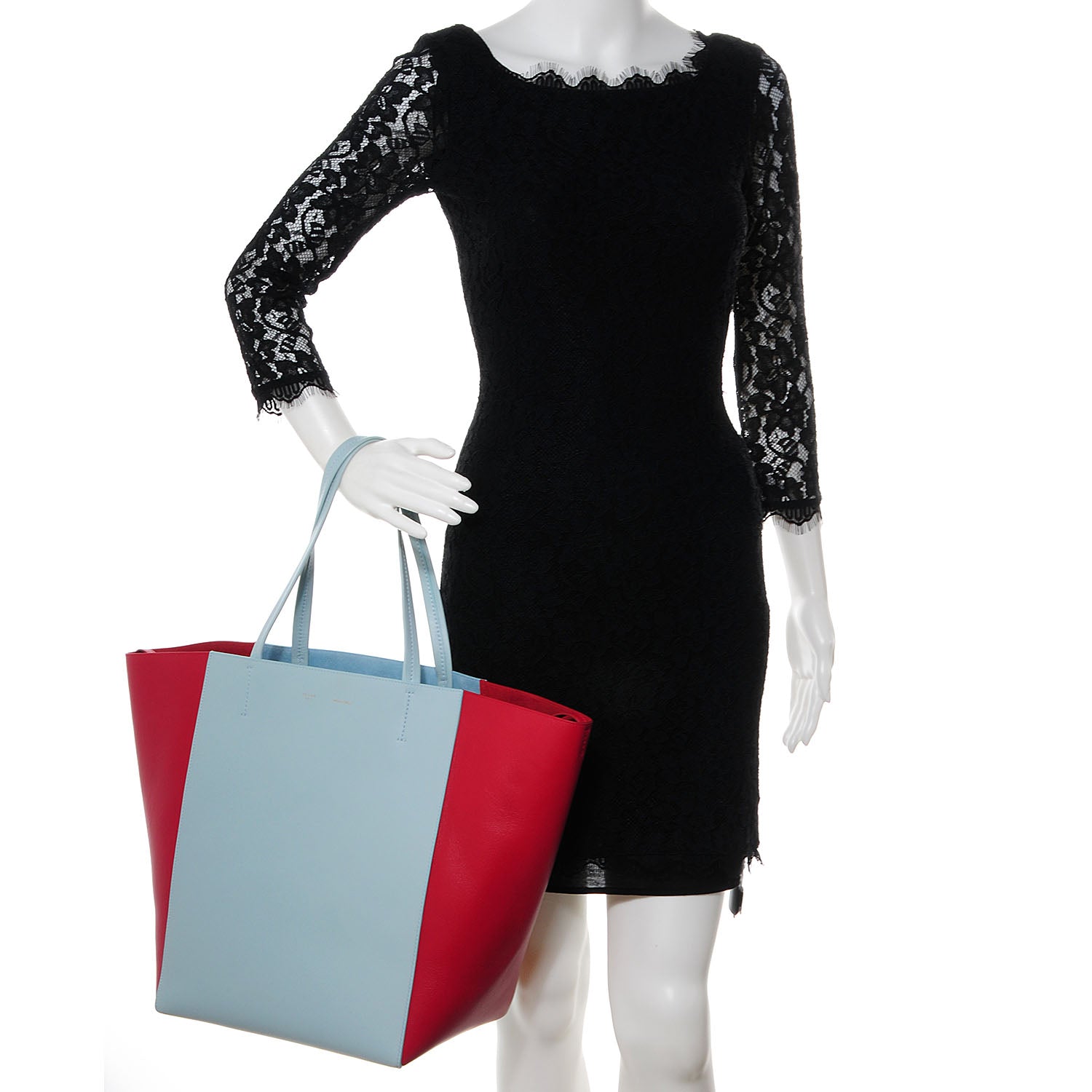 Celine Calfskin Large Phantom Luggage Bi-Cabas Glacier Red 2 of 8