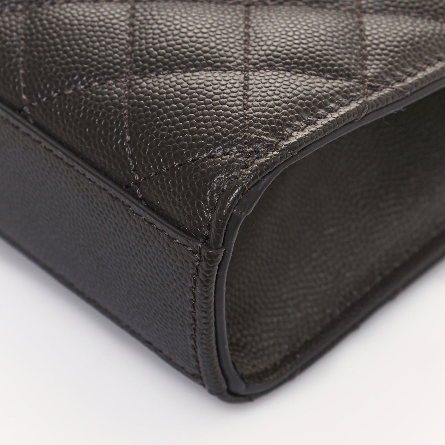 Grain De Poudre Textured Mixed Matelasse Triquilt Small Monogram Satchel Pebble