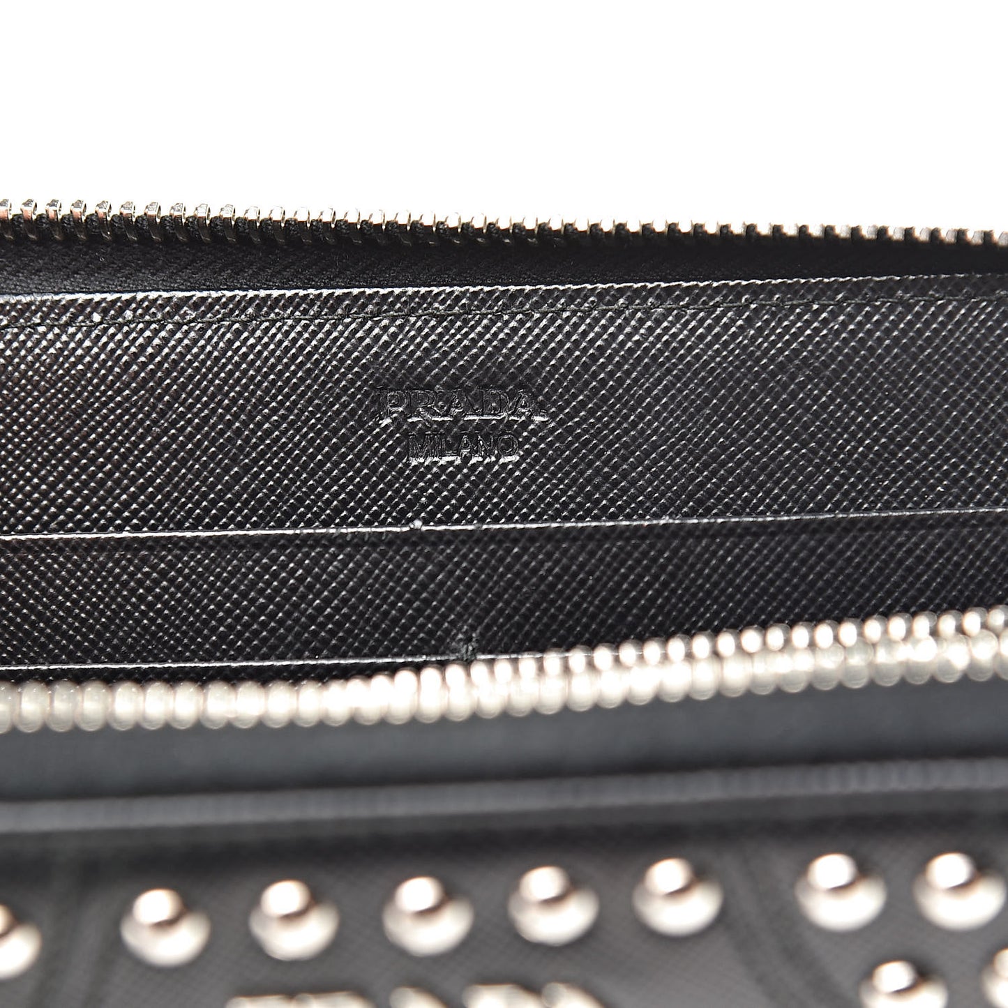 Saffiano Studded Zip Around Wallet Black