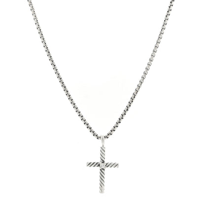 David Yurman Sterling Silver Diamond Cable Classics Cross Necklace 1 of 4