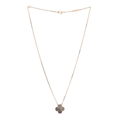 Van Cleef & Arpels 18K Rose Gold Gray Mother of Pearl Vintage Alhambra Pendant Necklace 2 of 7