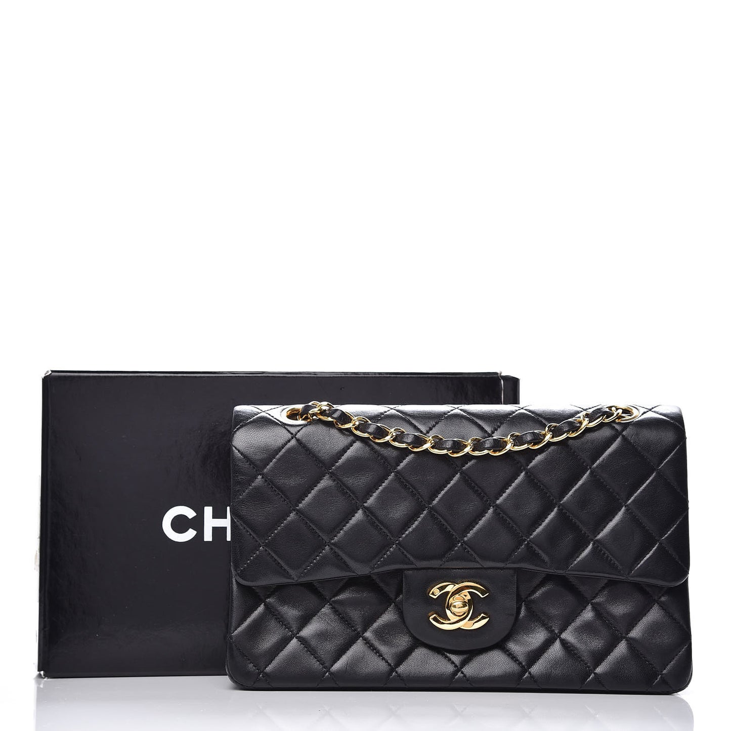 Lambskin Quilted Small Double Flap Black