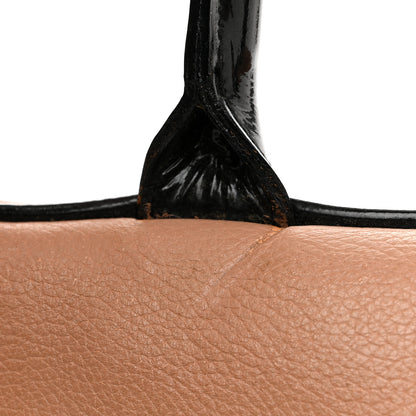 Chanel Calfskin Quilted Large Bowler Beige Black 16 of 17