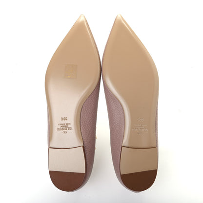 Valentino Garavani Pebbled Calfskin Rockstud Ankle Strap Ballerina Flats 39.5 Poudre 4 of 4