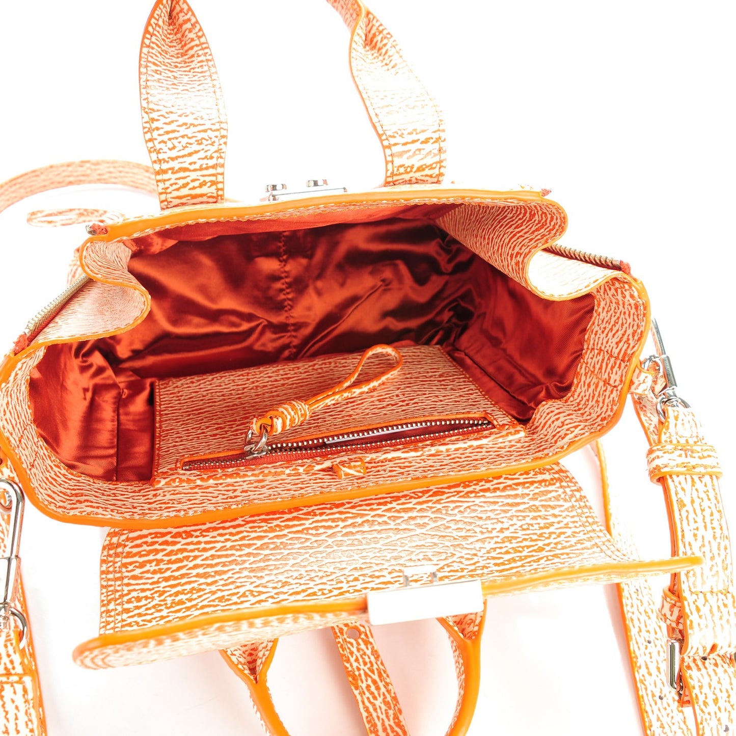 3.1 Textured Calfskin Mini Pashli Satchel Nude Orange