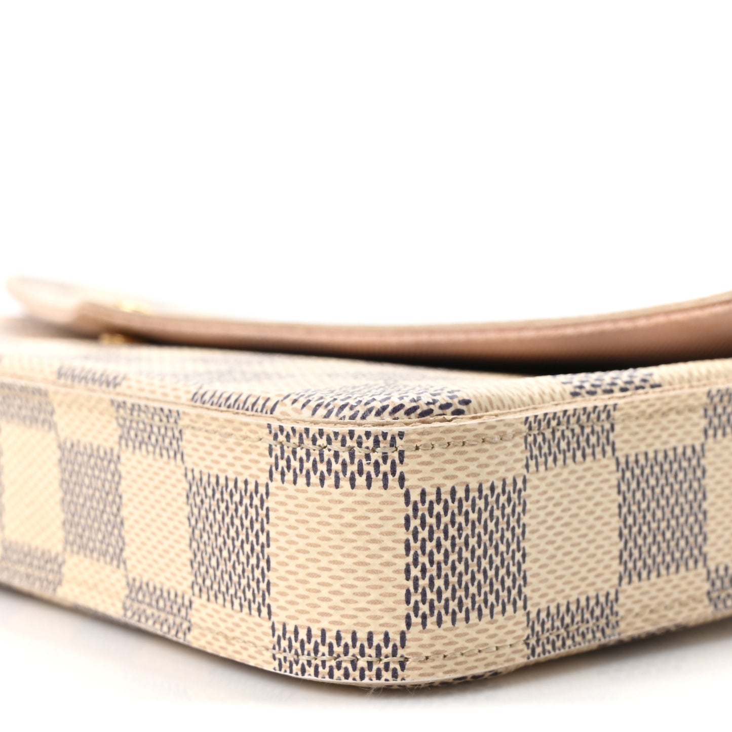 Damier Azur Pochette Felicie Chain Wallet Rose Ballerine