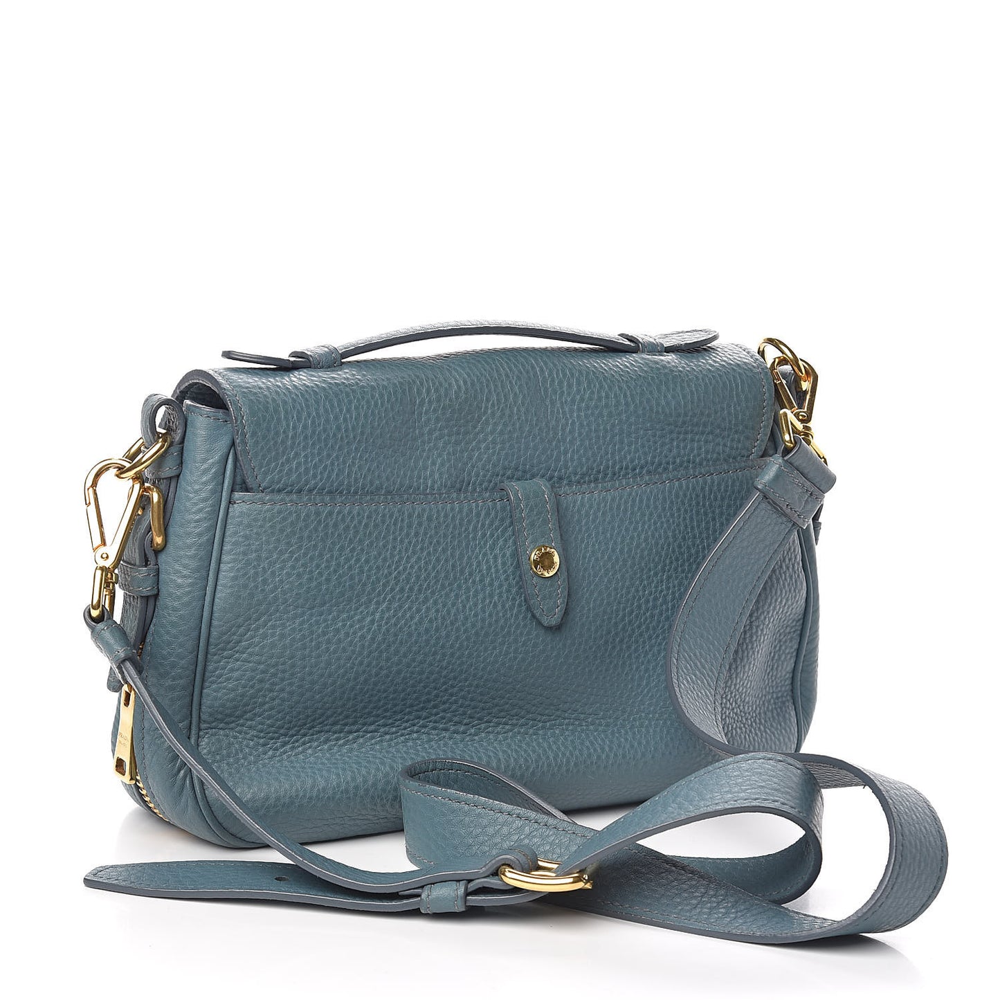 Vitello Daino Push Lock Messenger Bag Marine
