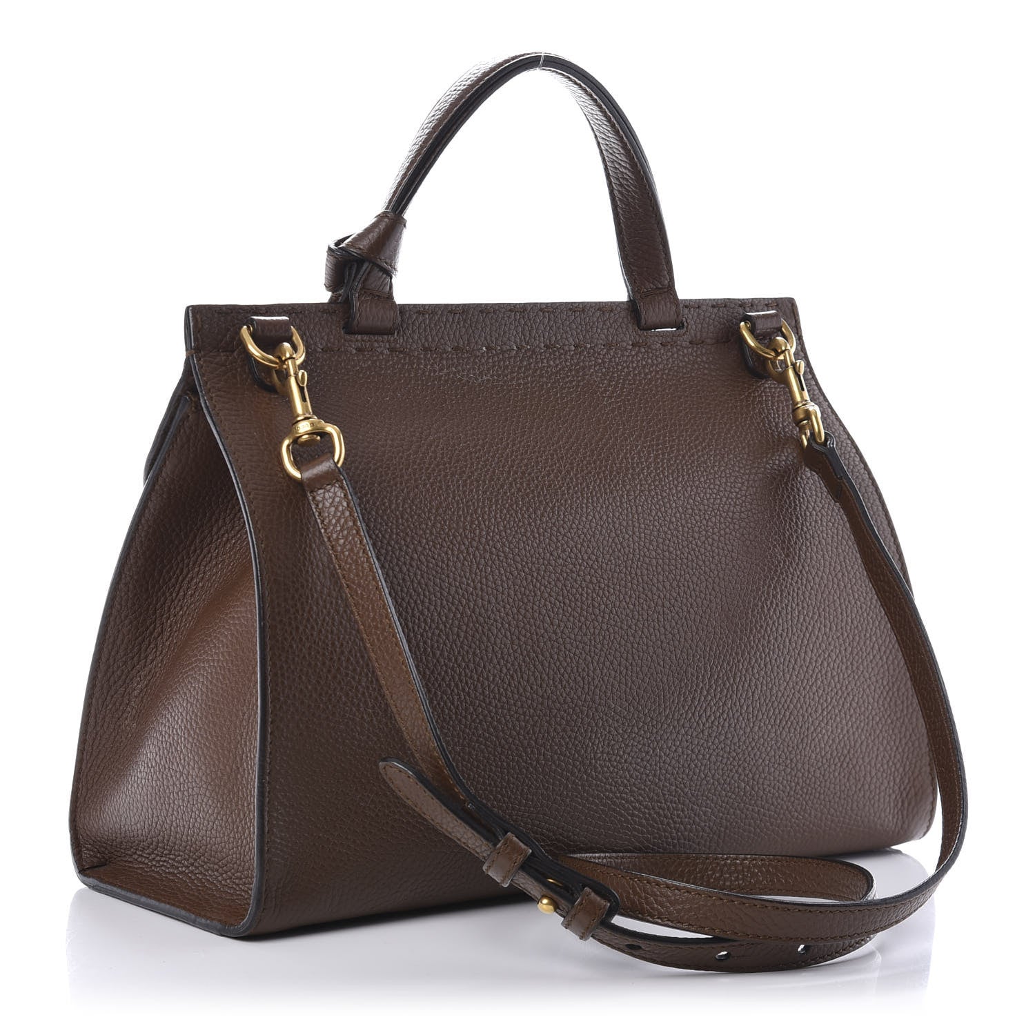 Gucci Calfskin Small GG Marmont Top Handle Bag Brown 3 of 16