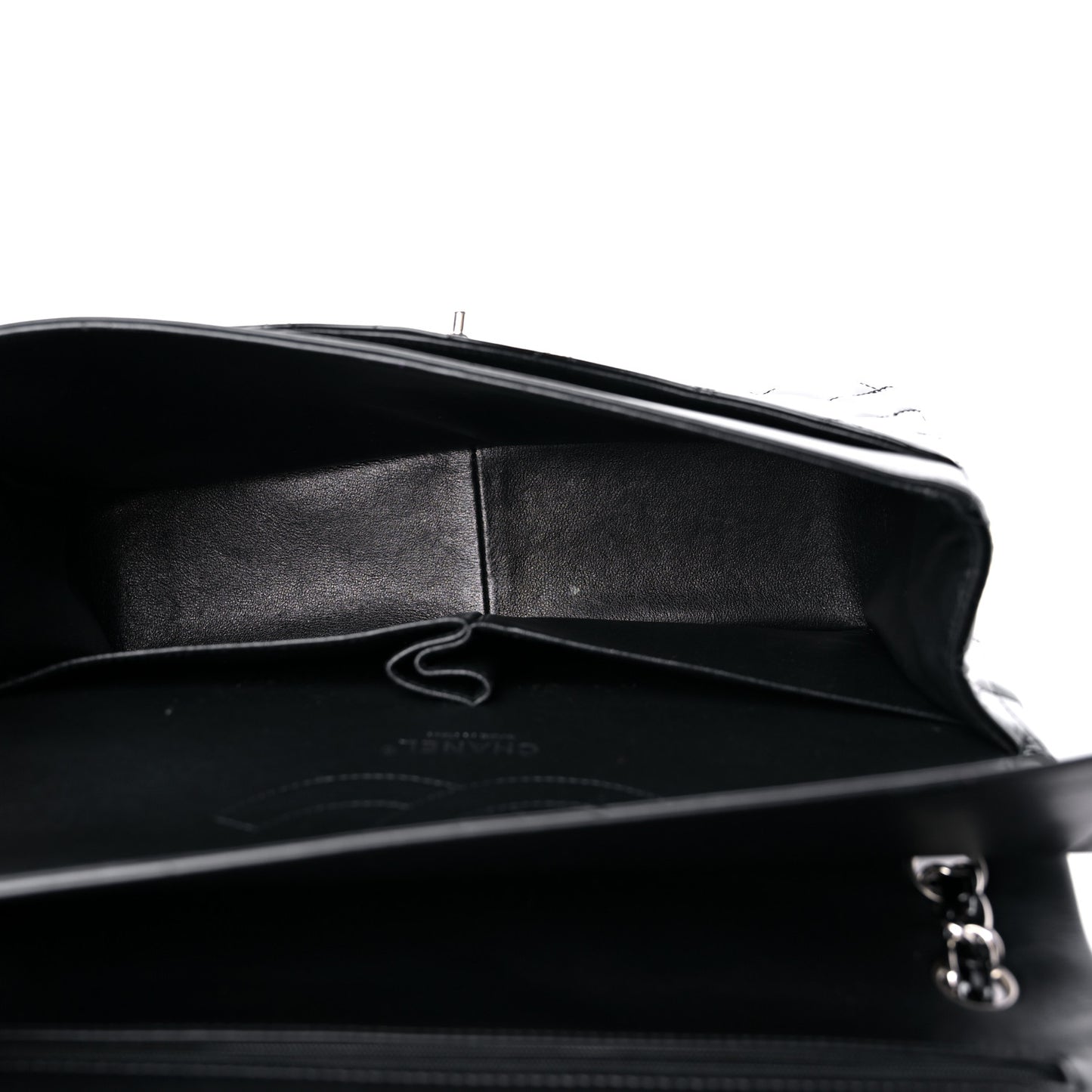 Patent Quilted Jumbo Double Flap Black