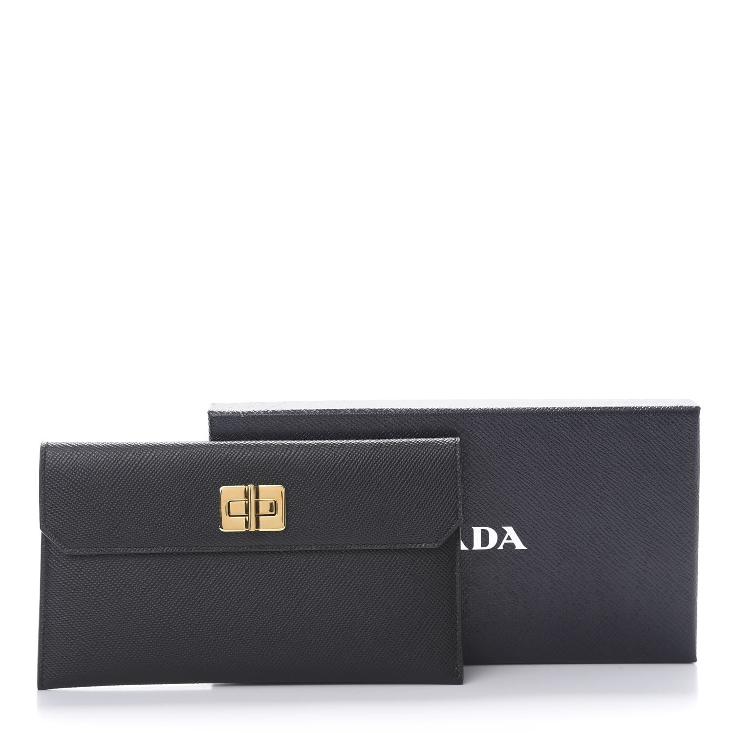 Prada Saffiano Flap Clutch Black 9 of 9