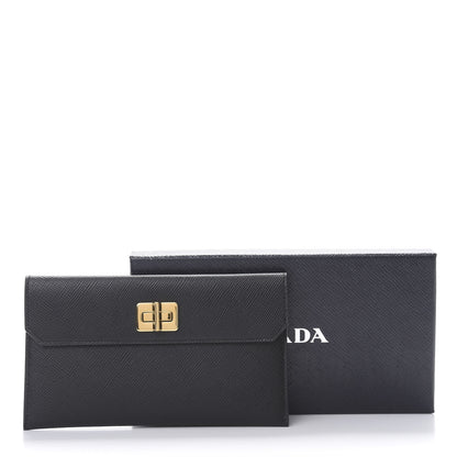 Prada Saffiano Flap Clutch Black 9 of 9