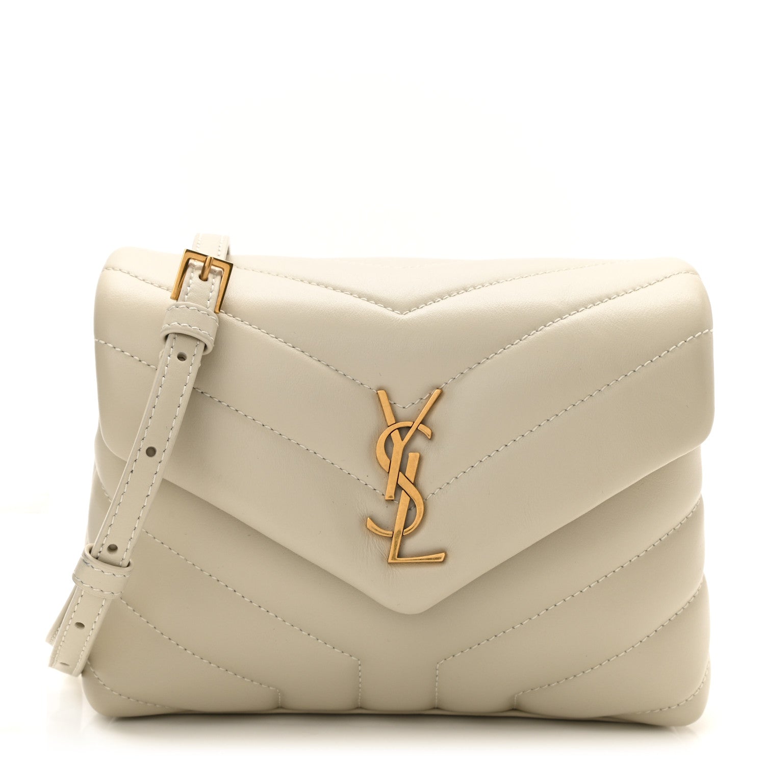 Saint Laurent Calfskin Y Quilted Monogram Toy Loulou Crossbody Bag Crema Soft 1 of 9