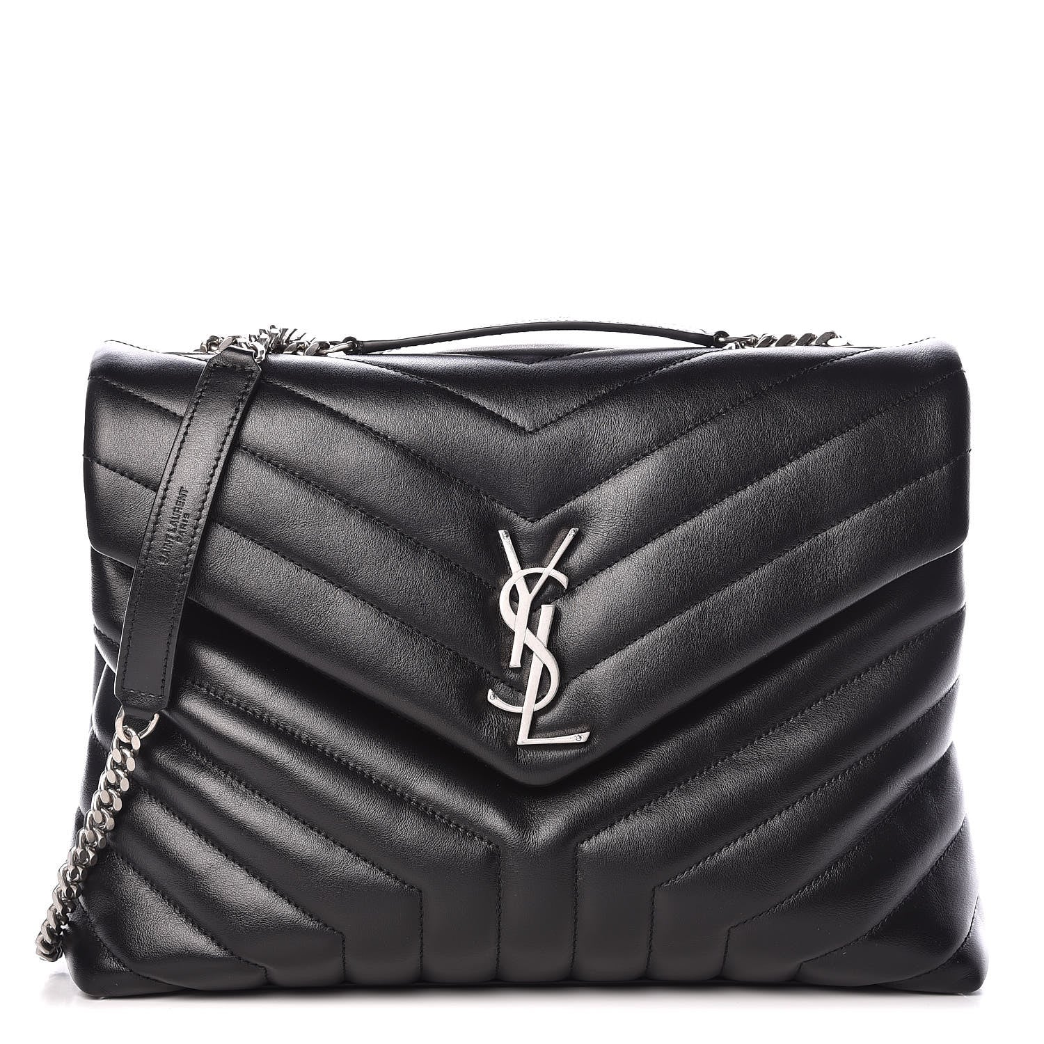 Saint Laurent Calfskin Y Quilted Monogram Medium Loulou Chain Satchel Black 1 of 9
