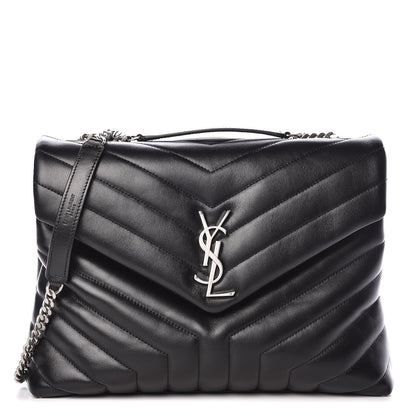 Saint Laurent Calfskin Y Quilted Monogram Medium Loulou Chain Satchel Black 1 of 9