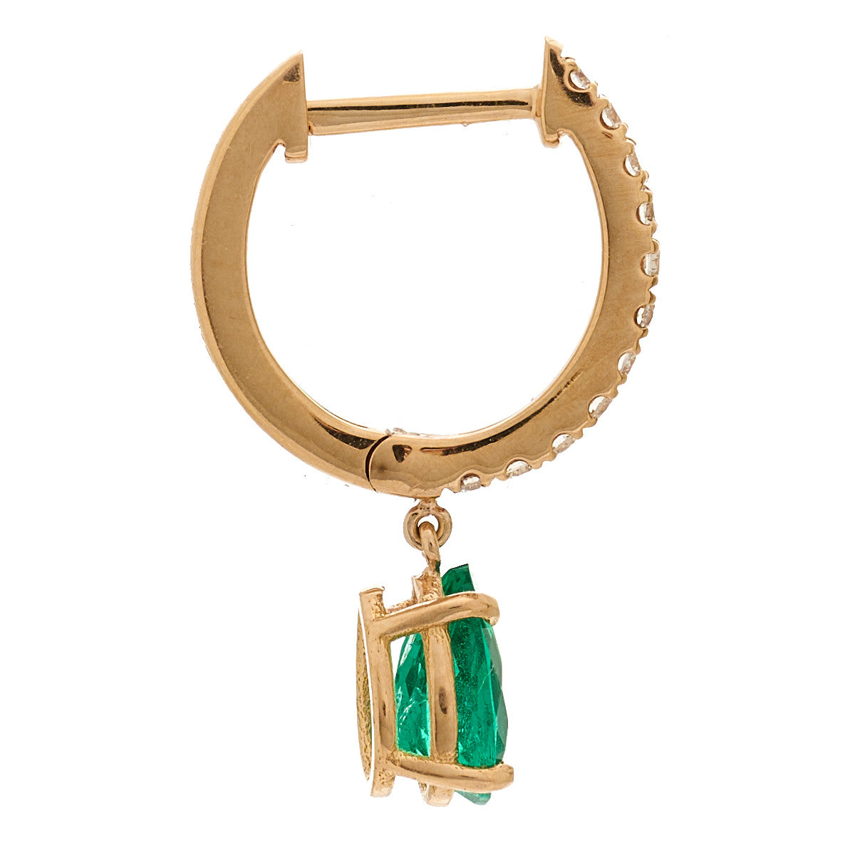 Anita Ko 18K Rose Gold Diamond Emerald Pear Drop Huggie Single Earring 3 of 4