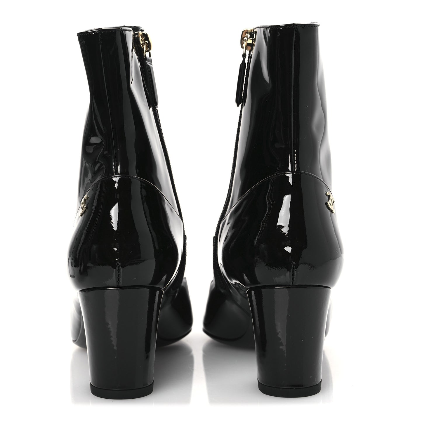 Patent Calfskin Ankle Boots 38.5 Black