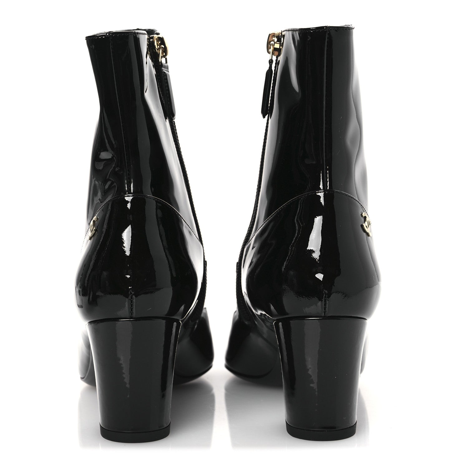 Chanel Patent Calfskin Ankle Boots 38.5 Black 6 of 11