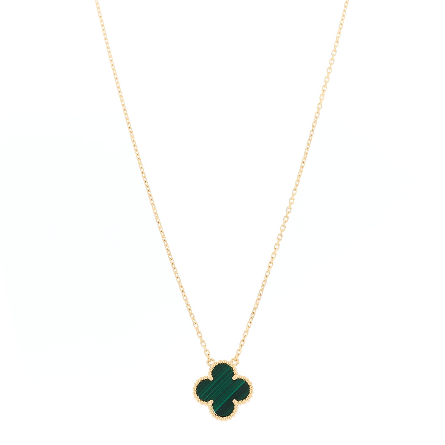 Van Cleef & Arpels VAN CLEEF &amp; ARPELS 18K Yellow Gold Malachite Vintage Alhambra Pendant Necklace 1 of 6