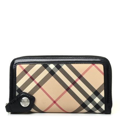 Burberry Supernova Check Large Zip Around Wallet Black 1 of 4