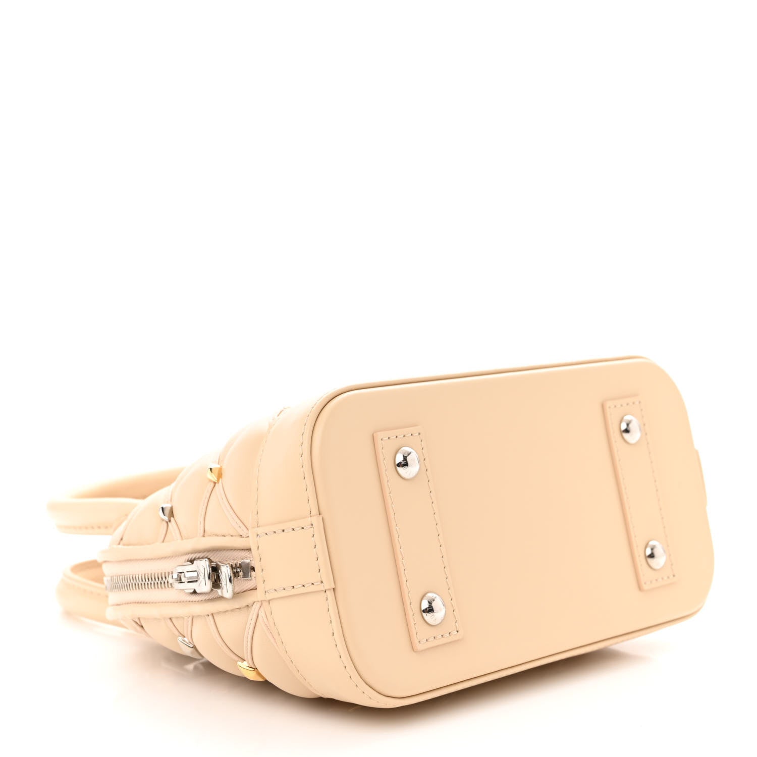 Louis Vuitton Lambskin Quilted Studded Alma BB Beige 4 of 9