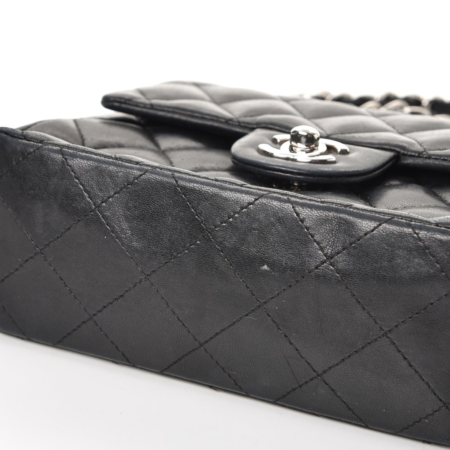 Lambskin Quilted Mini Square Flap Black