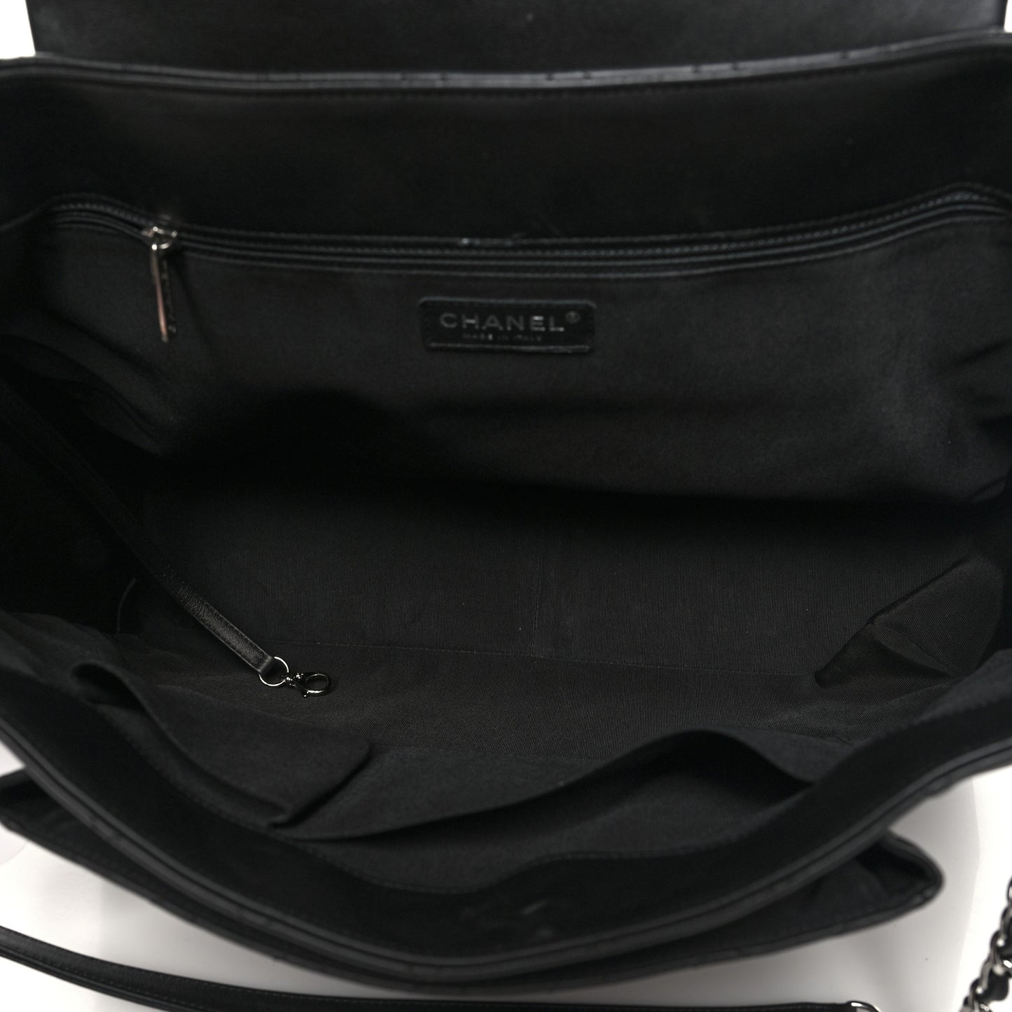 Calfskin Quilted Flap Tote Black