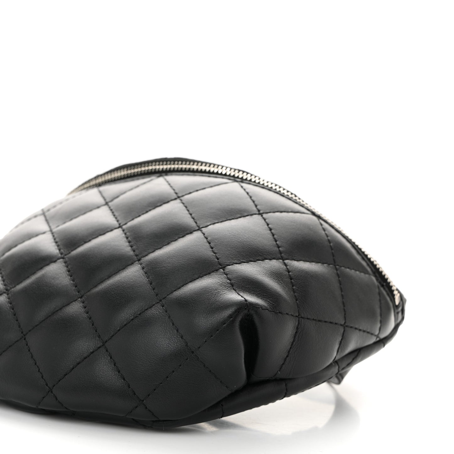 Calfskin Quilted Waist Belt Bag Black