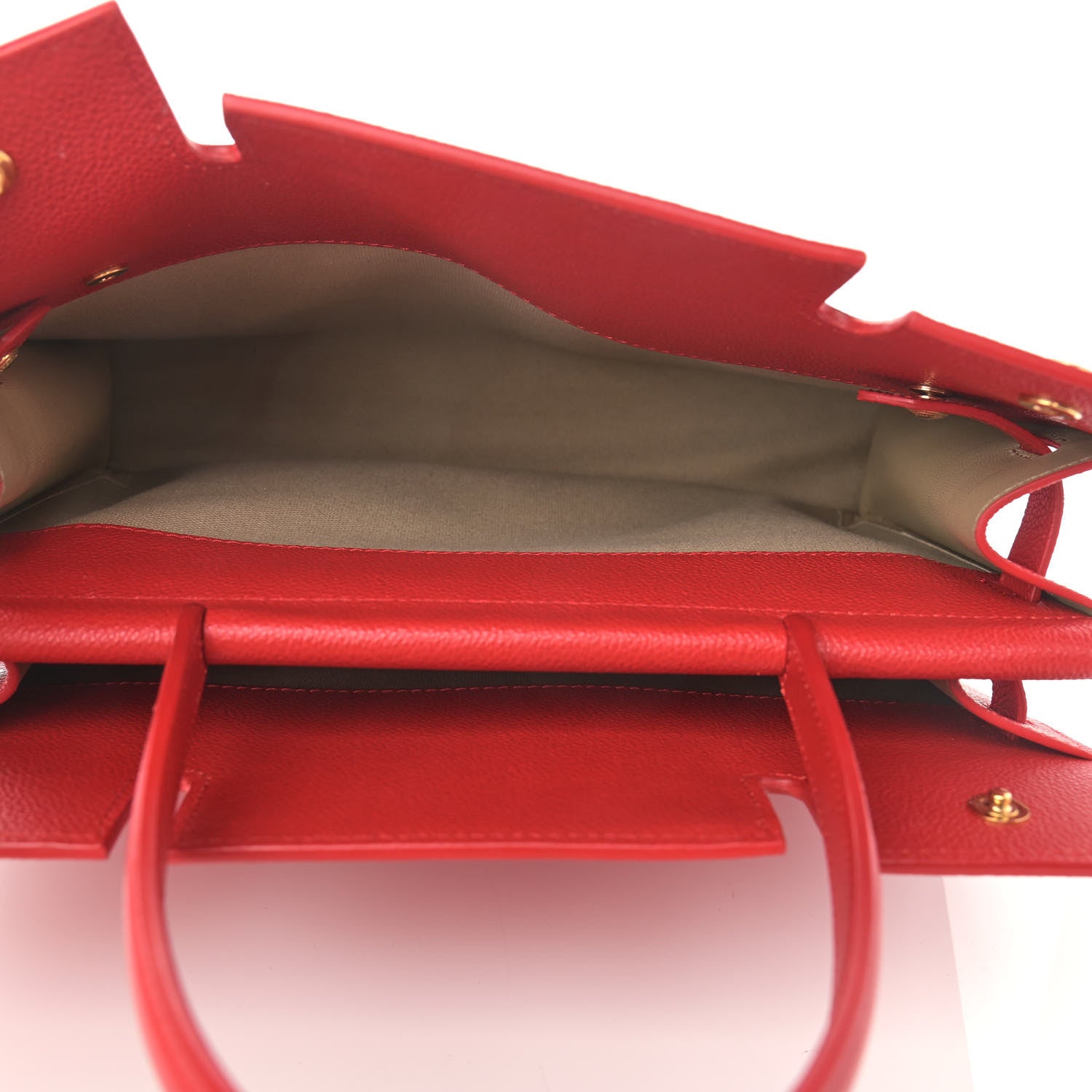 Burberry Grainy Calfskin Small Two Handle Title Bag Red 6 of 14