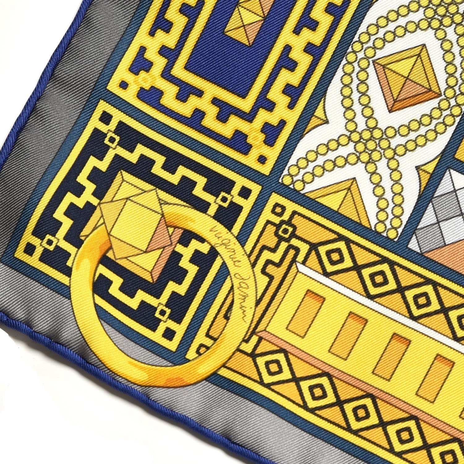 Hermes Silk Colliers de Chiens Scarf 90 Anthracite Bleu Nuit Or 5 of 7