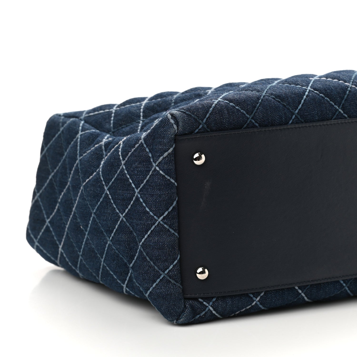 Chanel Denim Quilted Large Coco Handle Shopping Tote Blue 10 of 11