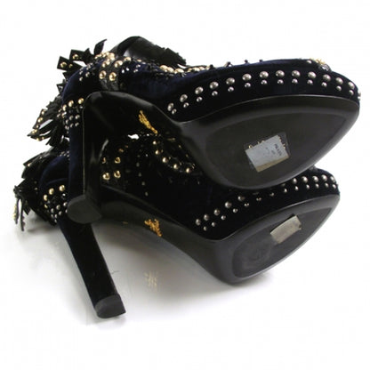 Prada Velvet Studded Mohawk Pumps 38 4 of 6