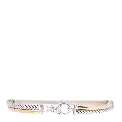 David Yurman Sterling Silver 18K Yellow Gold 3mm Crossover Bracelet 3 of 4