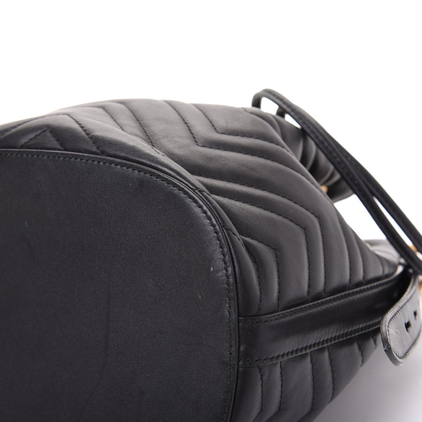 Calfskin Matelasse Sylvie Web GG Marmont Bucket Bag Black