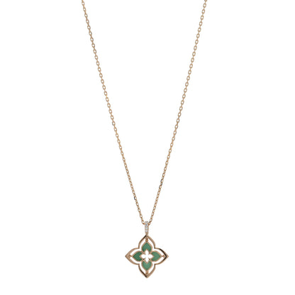 Roberto Coin 18K Rose Gold Diamond Chrysoprase Small Venetian Princess Pirouette Pave Pendant Necklace 1 of 5