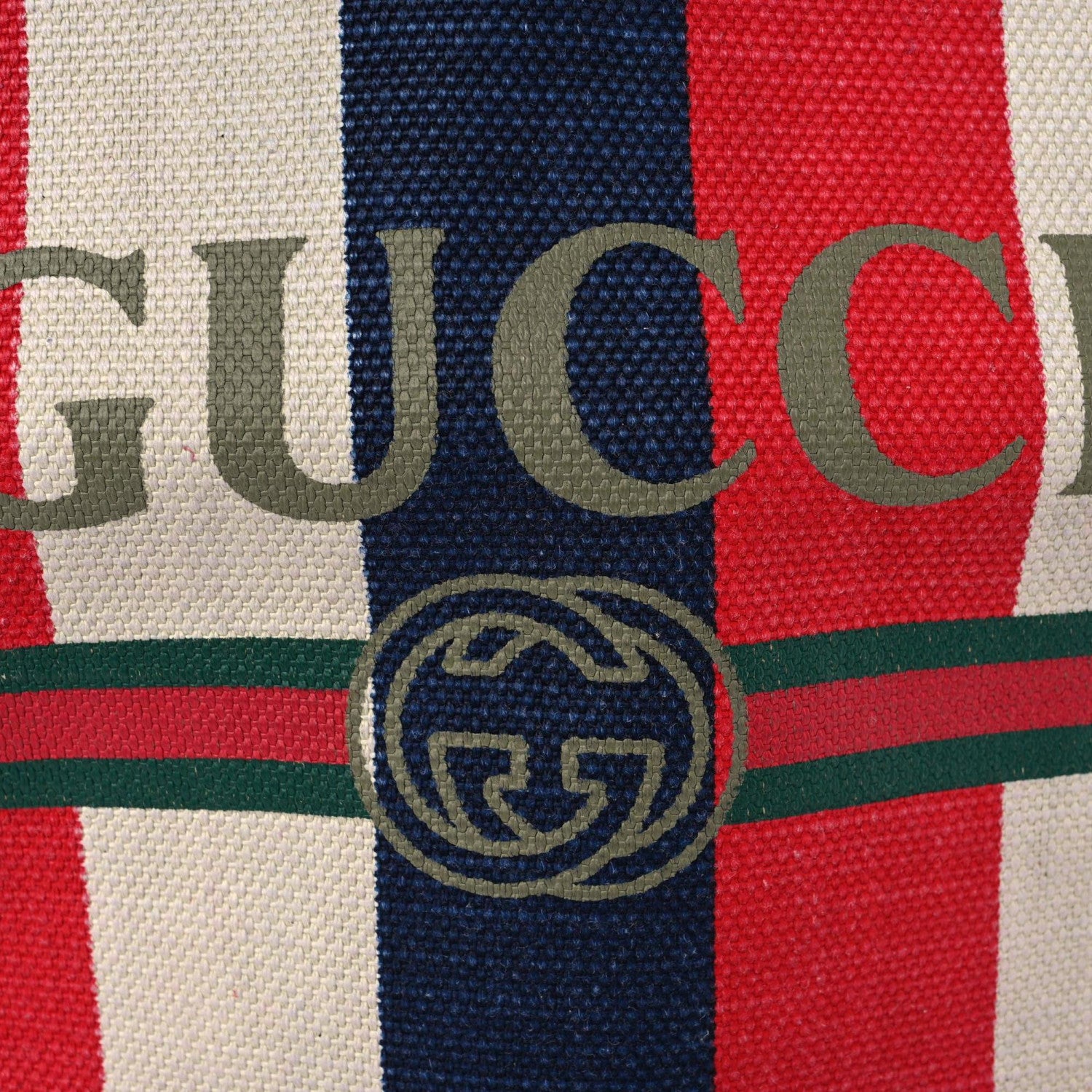 Gucci Canvas Logo Sylvie Stripe Drawstring Backpack Red 11 of 11