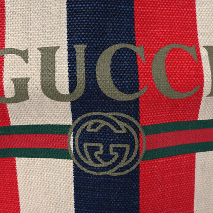 Gucci Canvas Logo Sylvie Stripe Drawstring Backpack Red 11 of 11