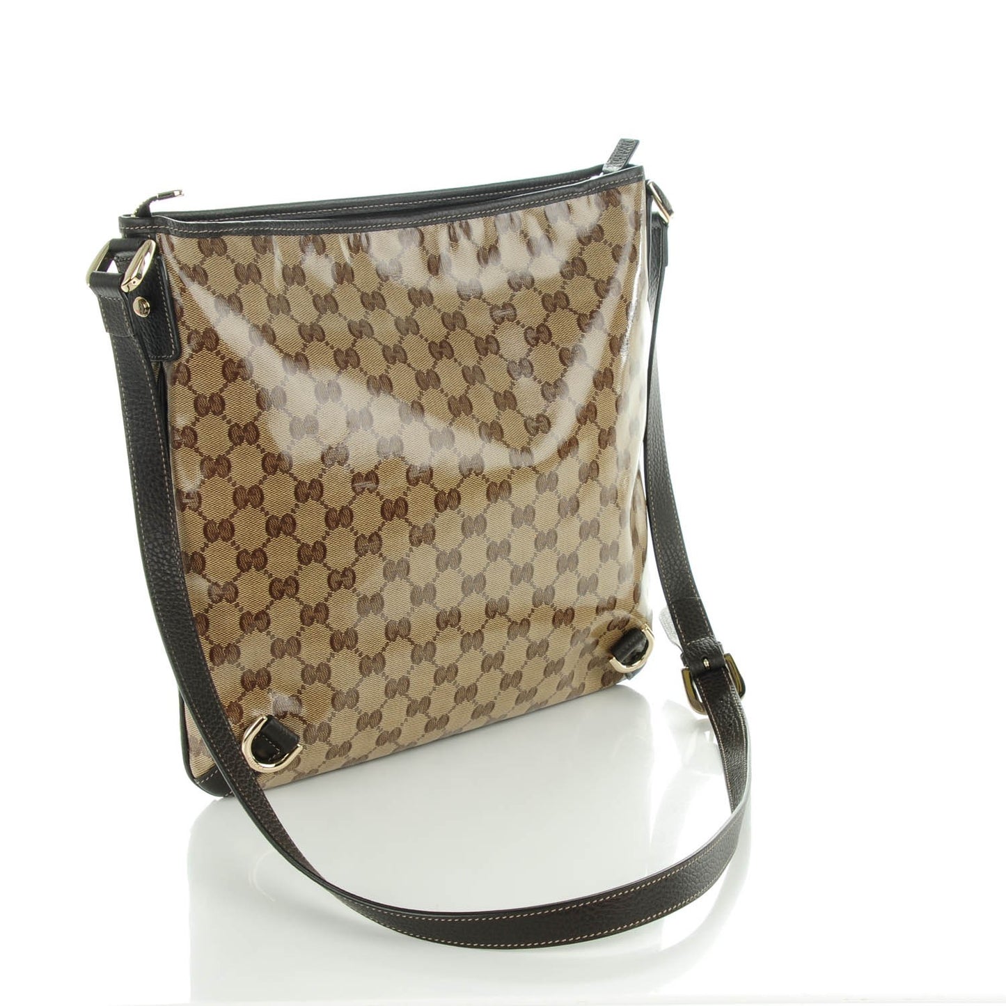 Crystal Monogram Abbey Messenger Bag Beige Dark Brown