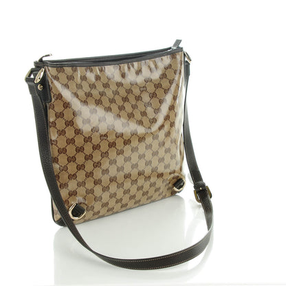 Gucci Crystal Monogram Abbey Messenger Bag Beige Dark Brown 3 of 7