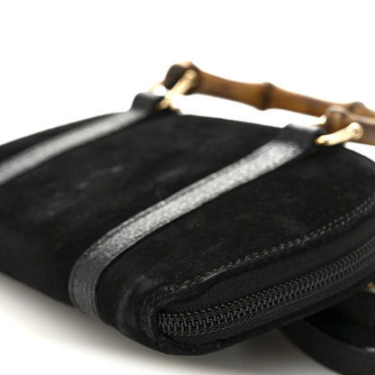 Gucci Suede Mini Bamboo Handle Bag Black 9 of 10