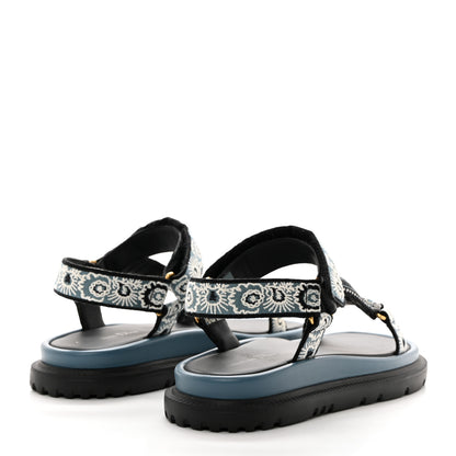 Christian Dior Canvas Embroidered Bandana 10mm D-Wave Sandals 40.5 Deep Blue 4 of 9