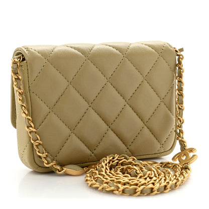 Chanel Lambskin Enamel Quilted Coco Hearts Clutch With Chain Light Green 3 of 12