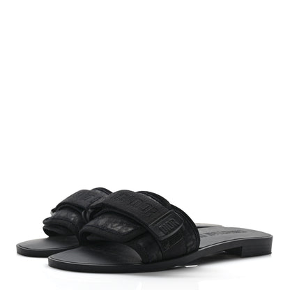 Christian Dior Shiny Technical Fabric Oblique Dio(r)evolution Slide Sandals 37 Black 3 of 7