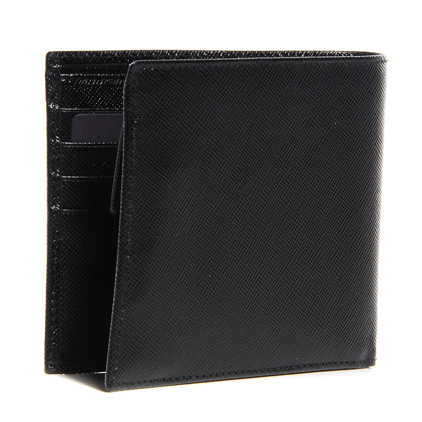 Saffiano Enamel Bi-Fold Wallet Nero Black