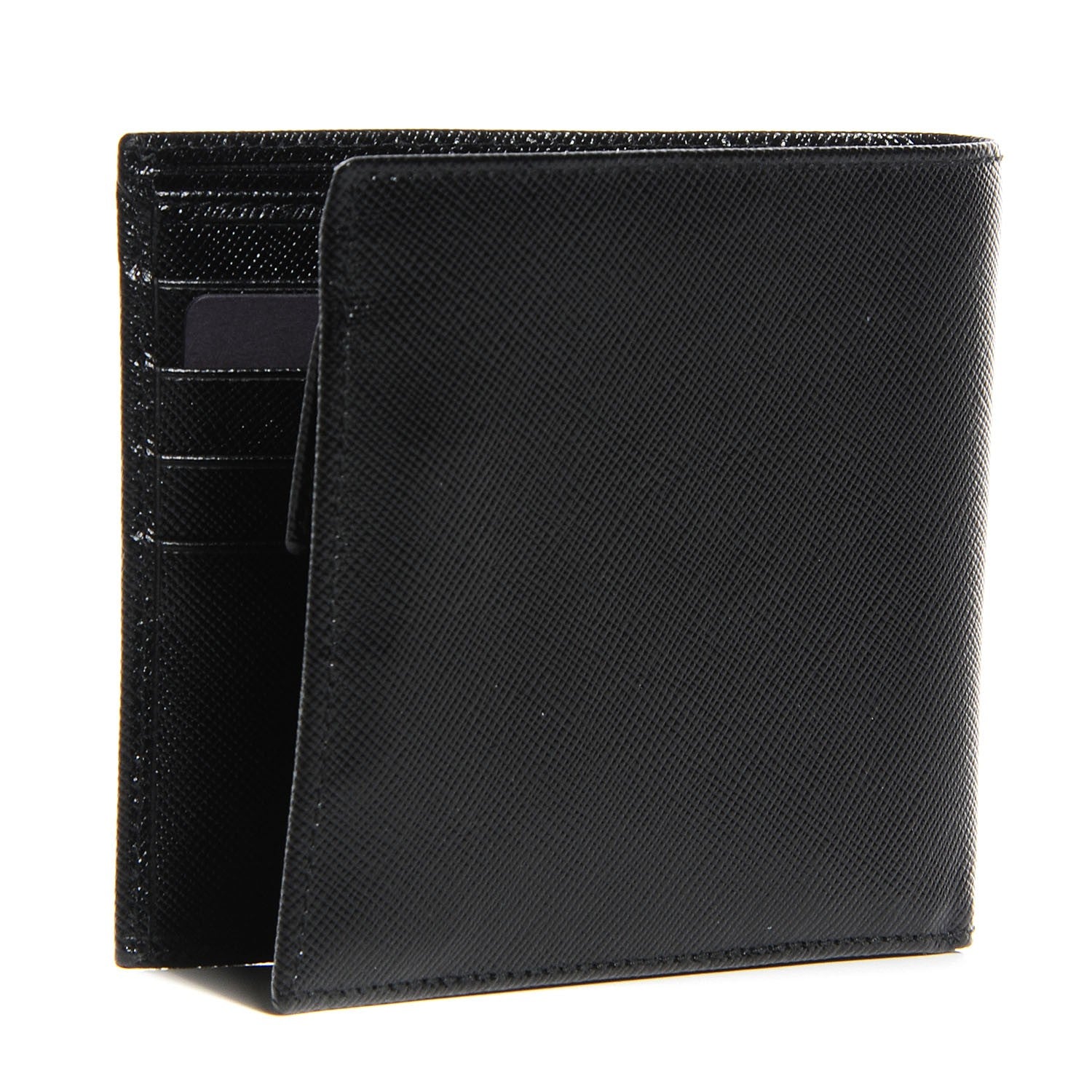 Prada Saffiano Enamel Bi-Fold Wallet Nero Black 3 of 8