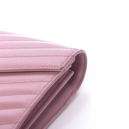 Saint Laurent Grain De Poudre Matelasse Chevron Monogram Chain Wallet Tender Pink 10 of 13