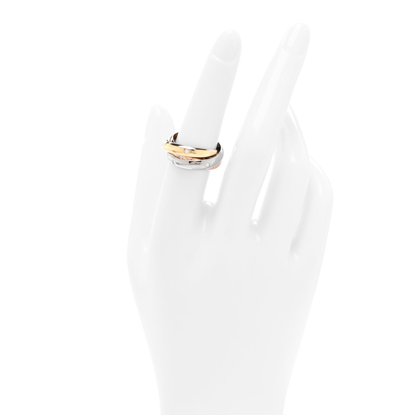 18K Pink Yellow White Gold Diamond Medium Trinity Ring 53 6.25