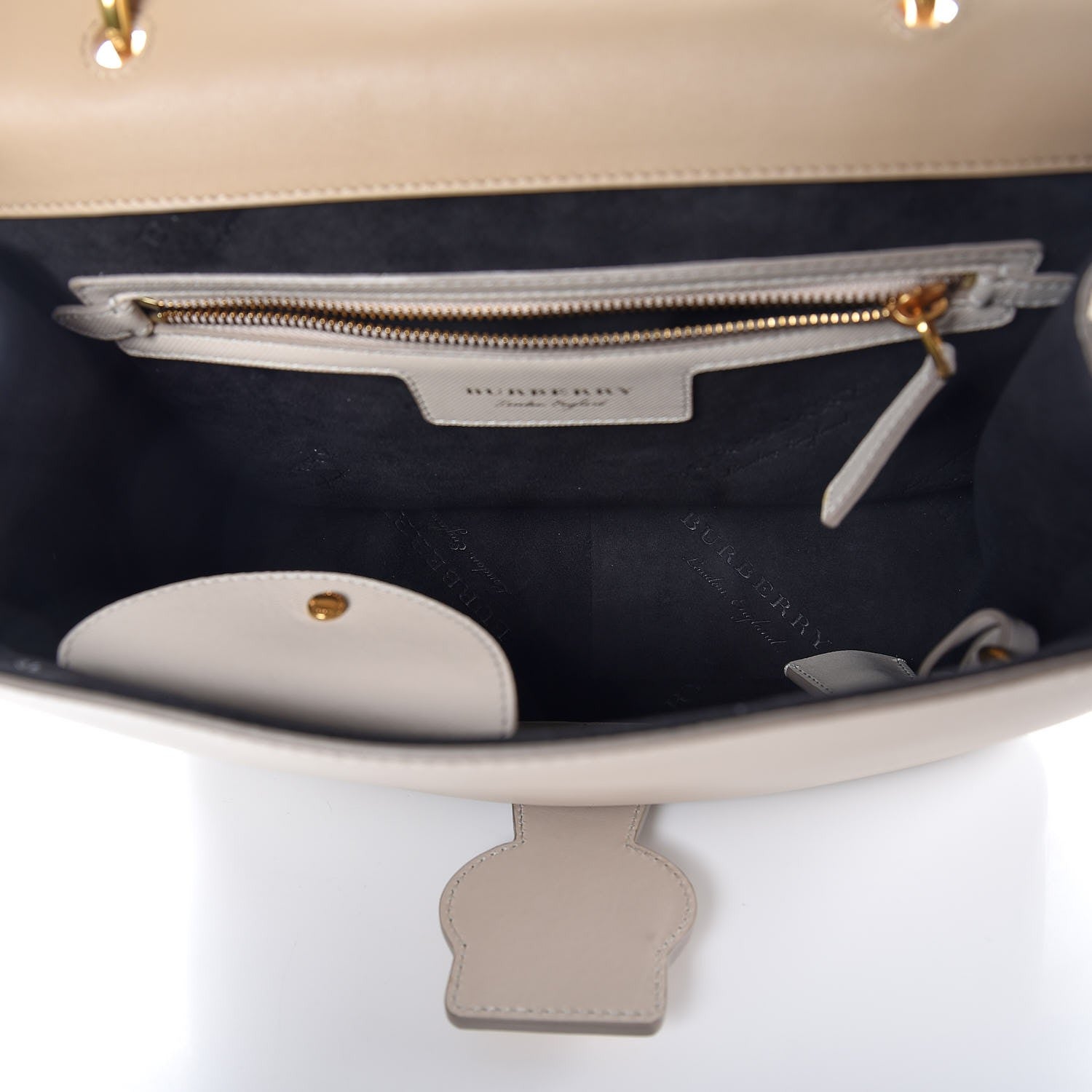 Burberry Trench Calfskin Medium DK88 Top Handle Bag Limestone Honey 6 of 9